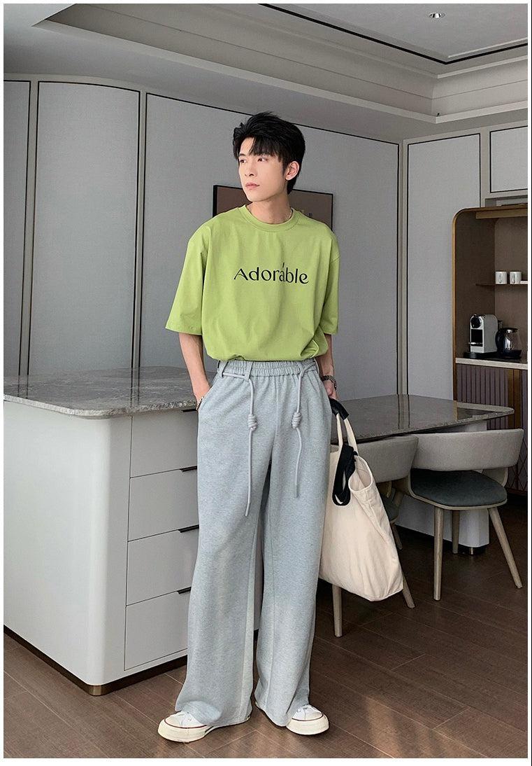 Elastic Waist Drape Mopping Pants