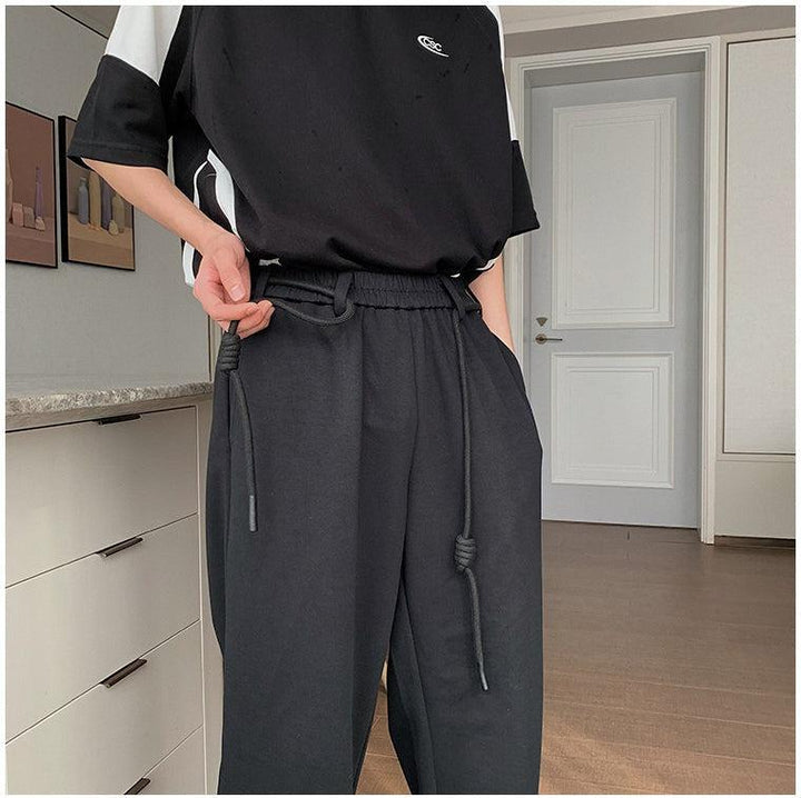 Elastic Waist Drape Mopping Pants