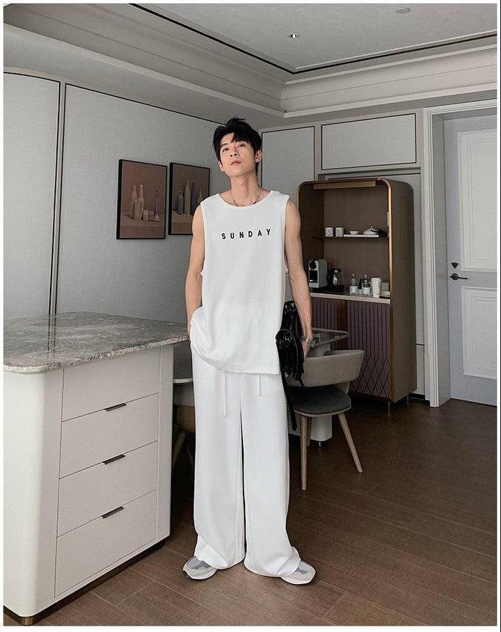Elastic Waist Drape Mopping Pants