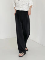 Elastic Waist Draped Wide-leg Slim Pants