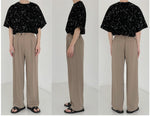 Elastic Waist Draped Wide-leg Slim Pants