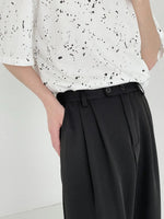 Elastic Waist Draped Wide-leg Slim Pants