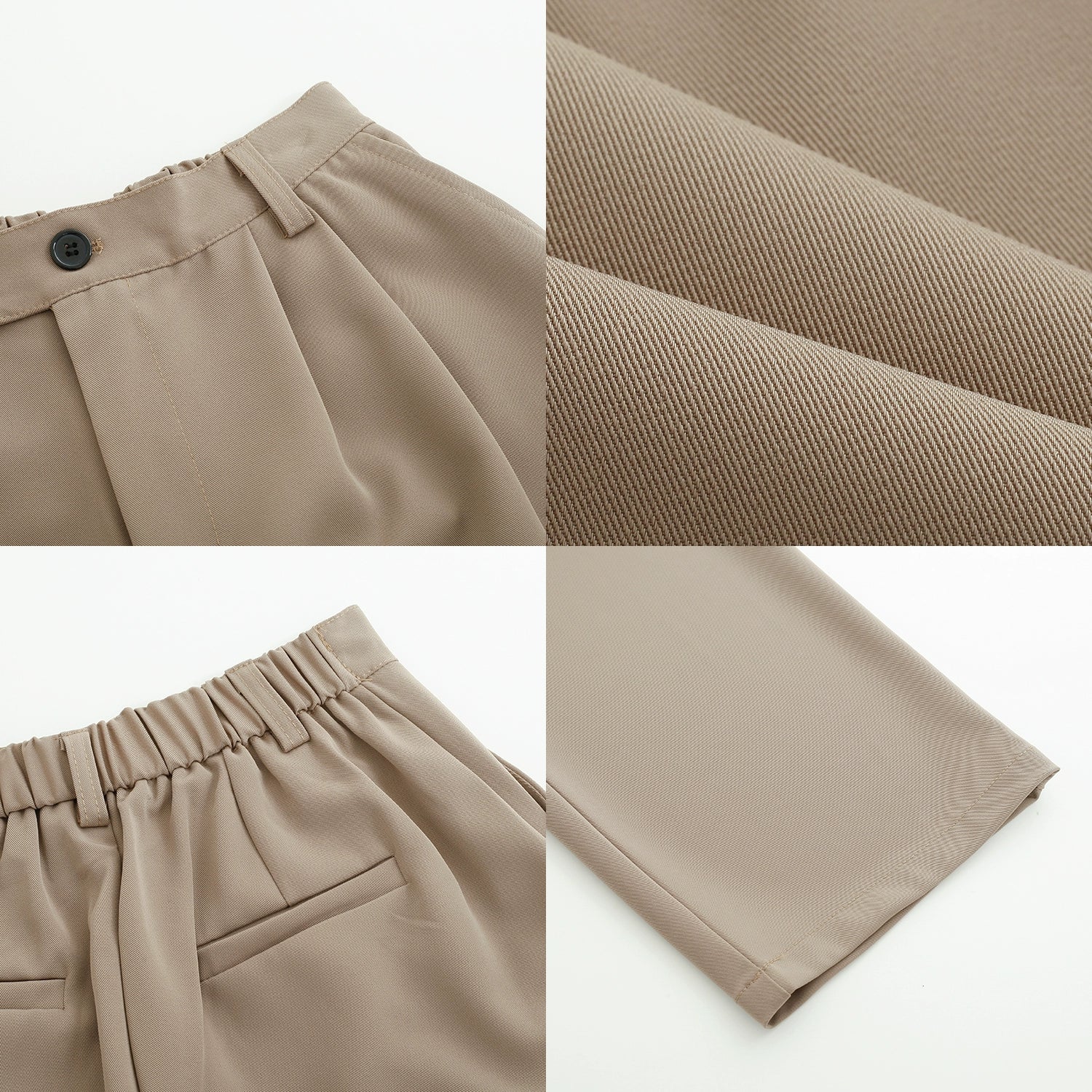 Elastic Waist Draped Wide-leg Slim Pants