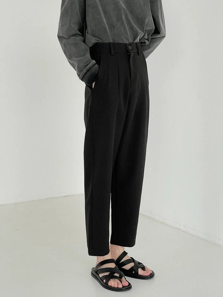 Elastic Waist Drapey Straight Suit Pants