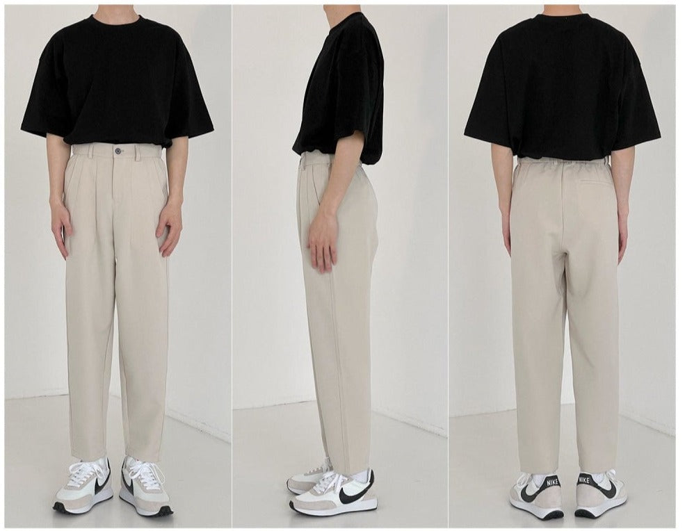 Elastic Waist Drapey Straight Suit Pants