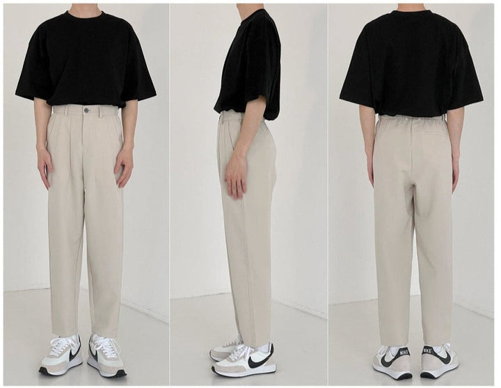 Elastic Waist Drapey Straight Suit Pants