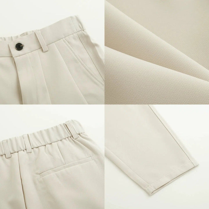 Elastic Waist Drapey Straight Suit Pants