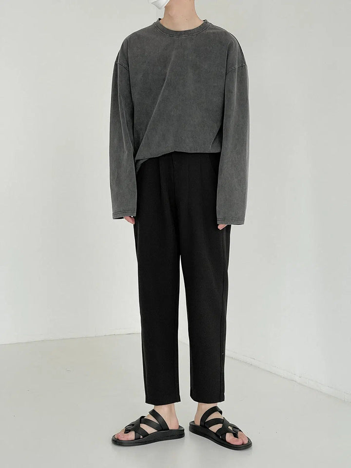 Elastic Waist Drapey Straight Suit Pants