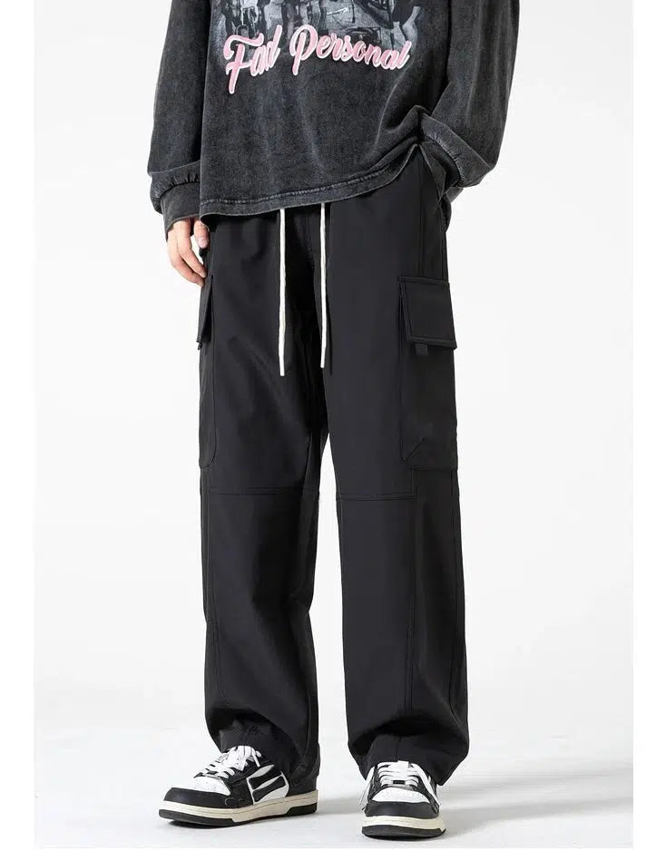 Elastic Waist Drawstring Cargo Pants