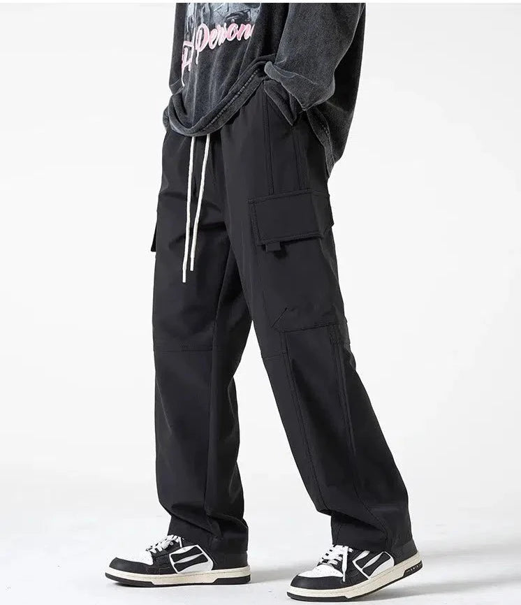 Elastic Waist Drawstring Cargo Pants