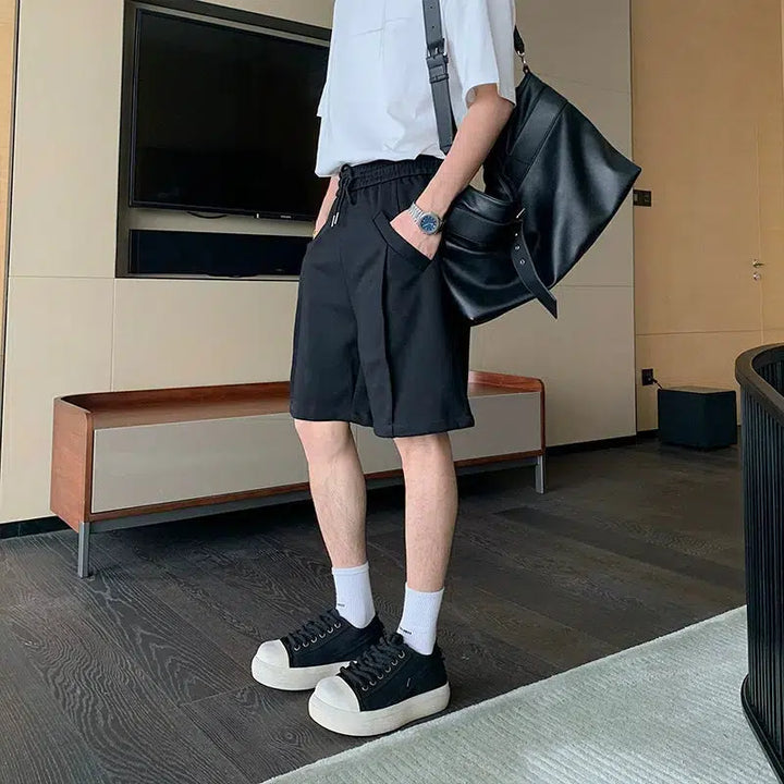 Elastic Waist Drawstring Shorts