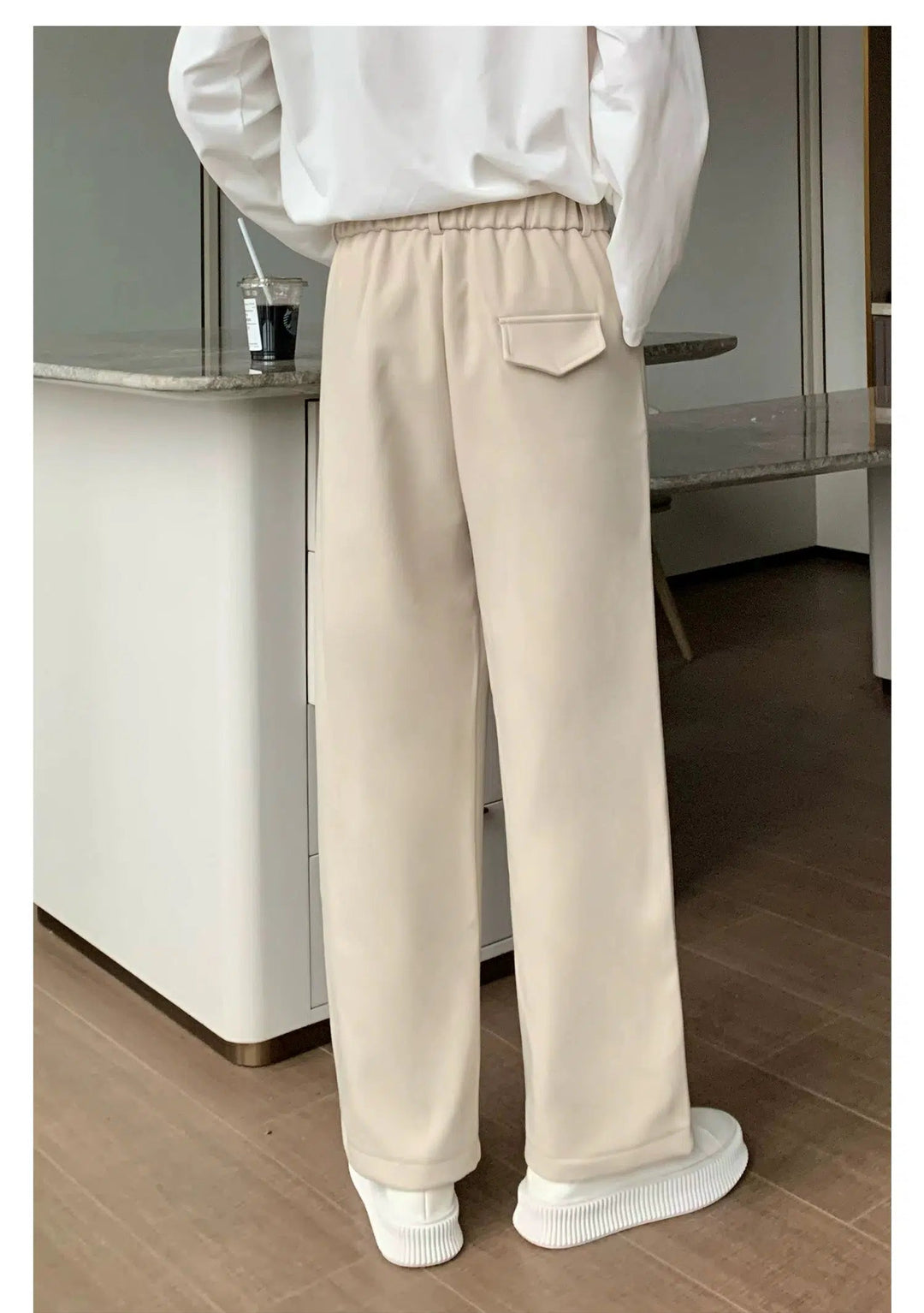 Elastic Waist Drawstring Straight-leg Pants