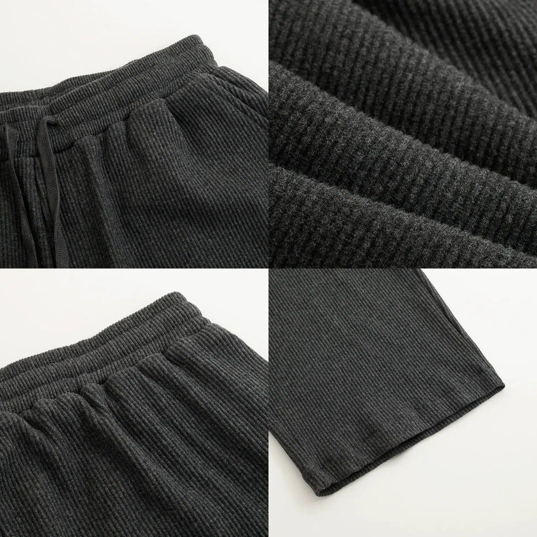 Elastic Waist Drawstring Striped Knitted Drape Pants