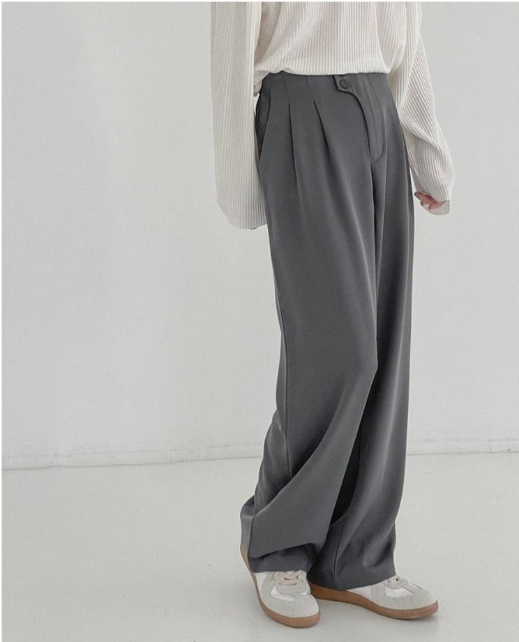 Elastic Waist High-Waisted Wide-leg Pants
