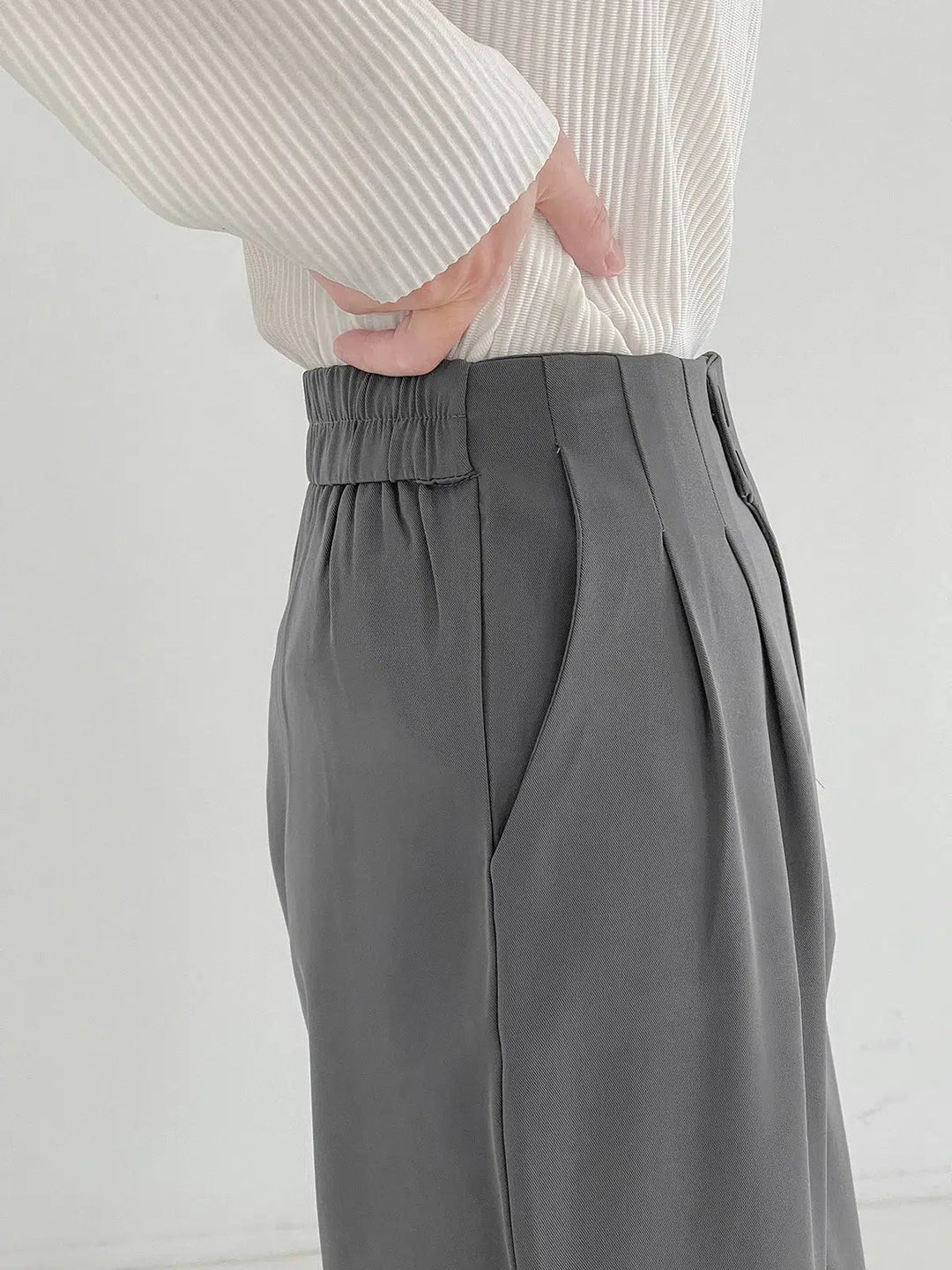 Elastic Waist High-Waisted Wide-leg Pants