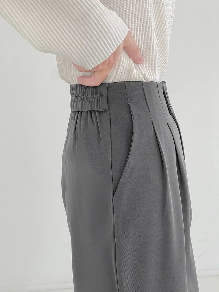 Elastic Waist High-Waisted Wide-leg Pants