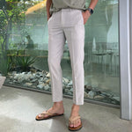 Elastic Waist Ice Silk Drape Suit Pants