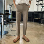 Elastic Waist Ice Silk Drape Suit Pants