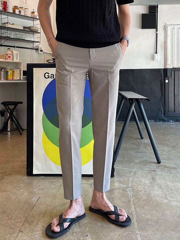 Elastic Waist Ice Silk Drape Suit Pants