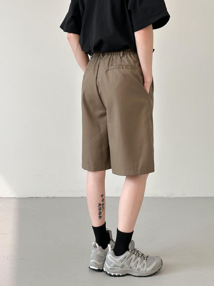 Elastic Waist Pleated Shorts