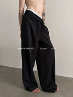 Elastic Waist Ribbon Drape Pants