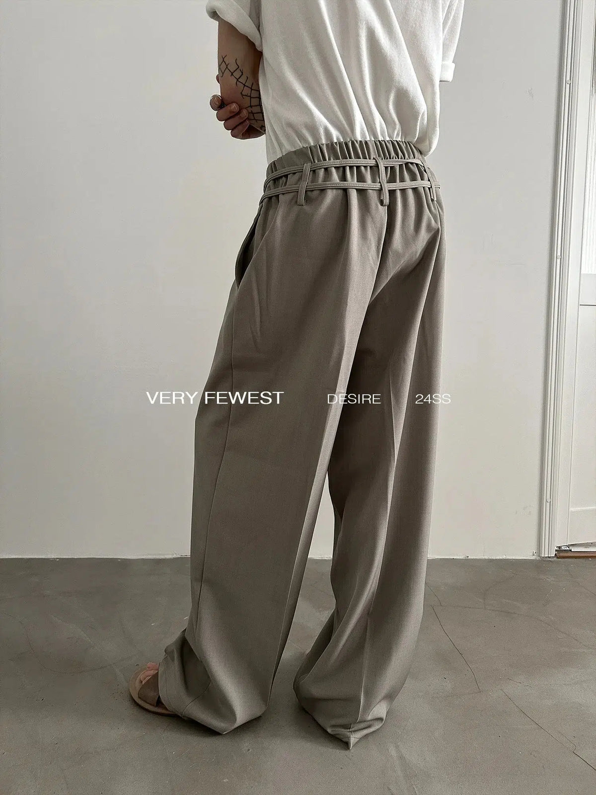 Elastic Waist Ribbon Drape Pants