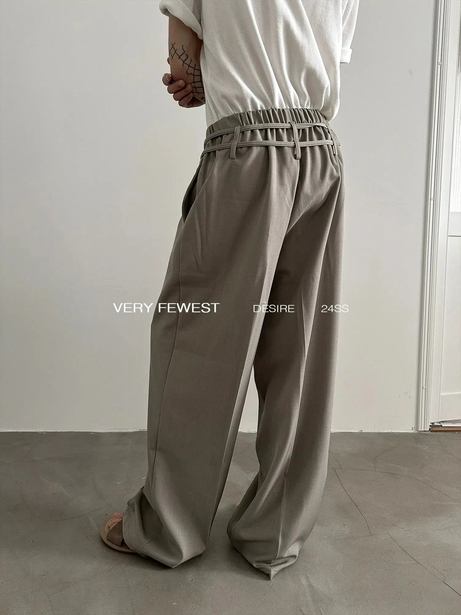 Elastic Waist Ribbon Drape Pants