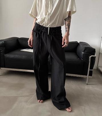 Elastic Waist Ribbon Drape Pants
