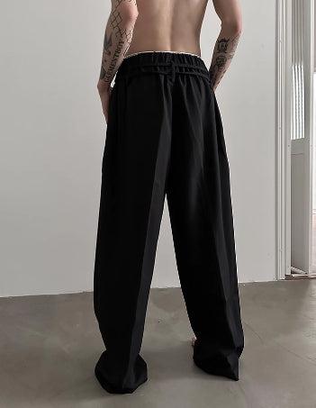 Elastic Waist Ribbon Drape Pants