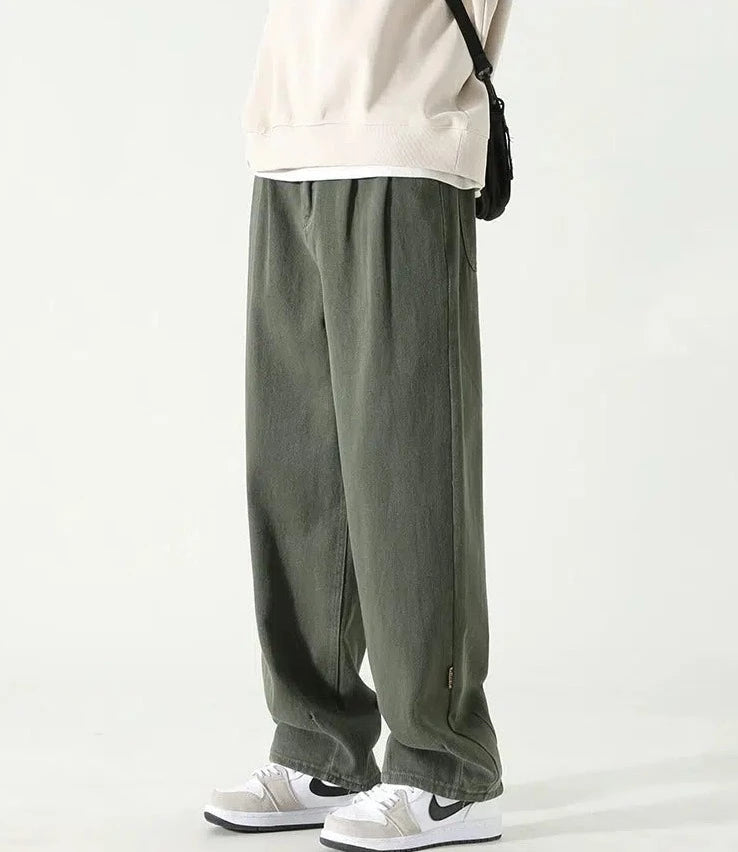 Elastic Waist Straight Casual Pants