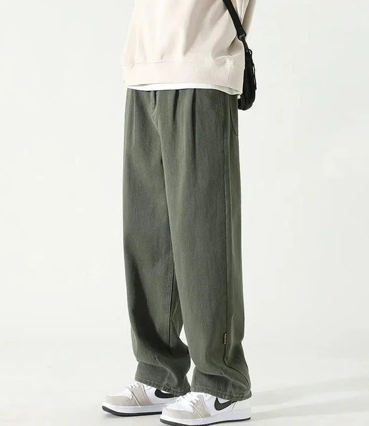Elastic Waist Straight Casual Pants