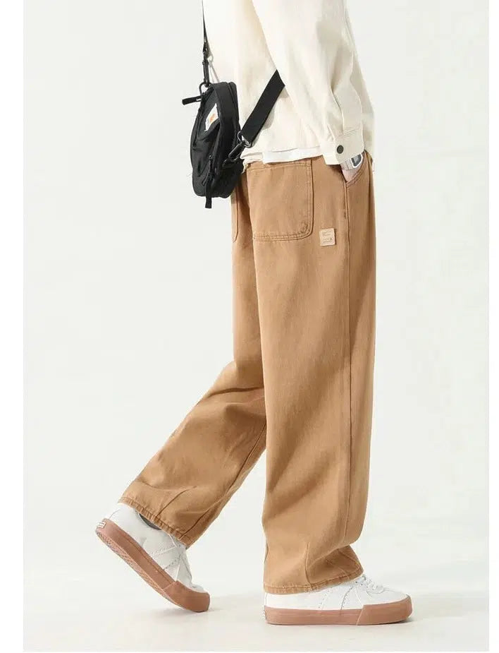 Elastic Waist Straight Casual Pants