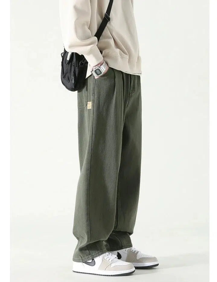 Elastic Waist Straight Casual Pants