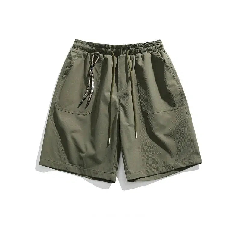 Elastic Waist Straight-Leg Casual Shorts