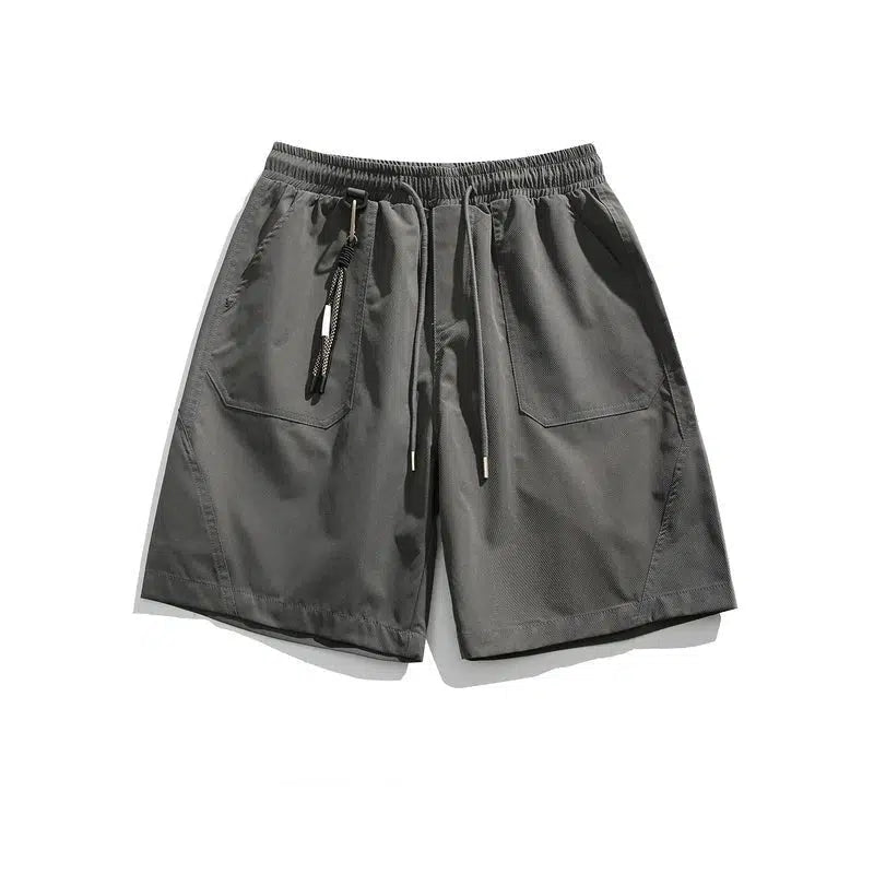Elastic Waist Straight-Leg Casual Shorts