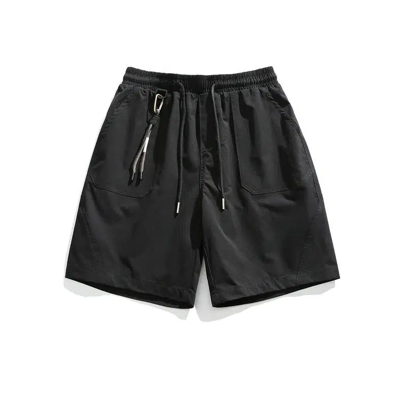 Elastic Waist Straight-Leg Casual Shorts