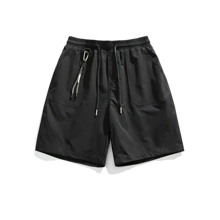 Elastic Waist Straight-Leg Casual Shorts