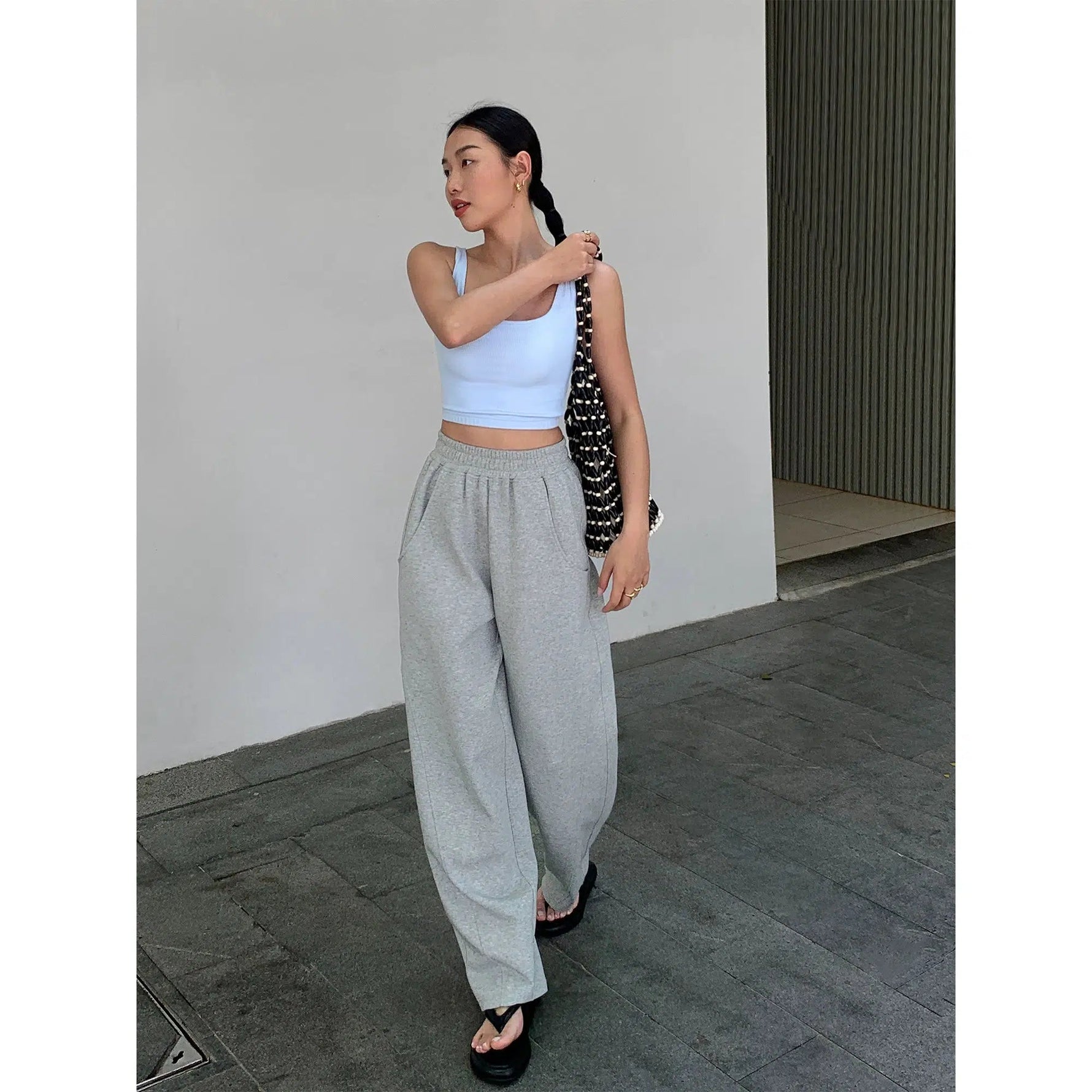 Elastic Waist Straight Leg Sweatpants