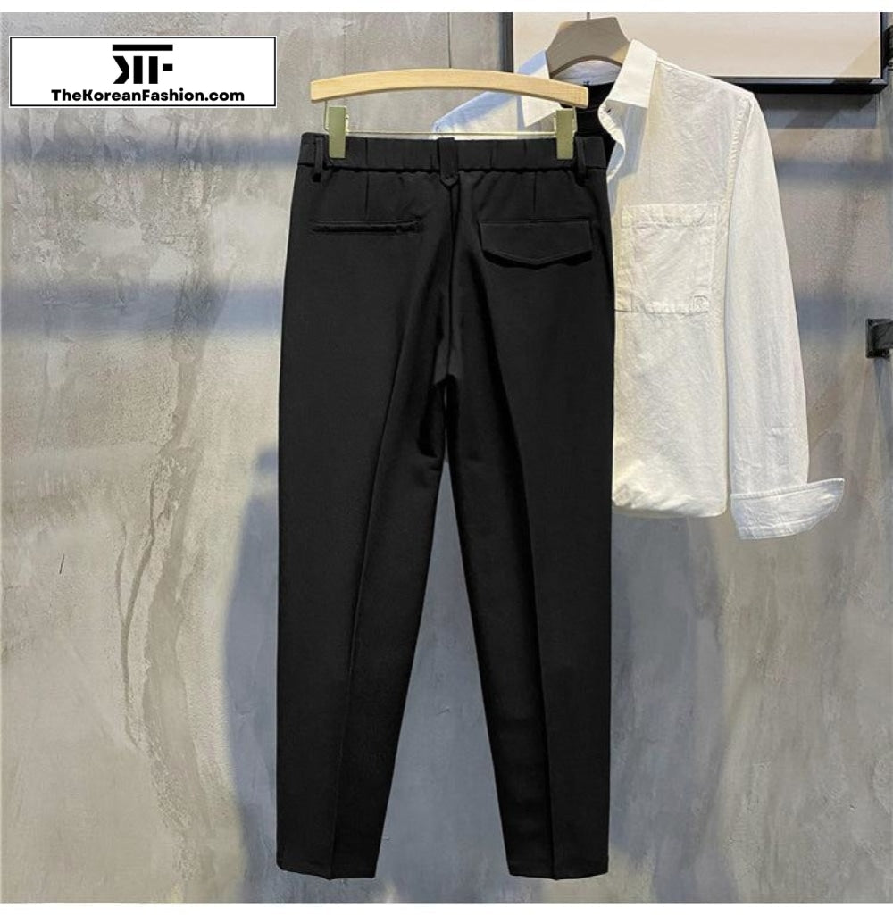 Elastic Waist Suit Casual Straight Pants