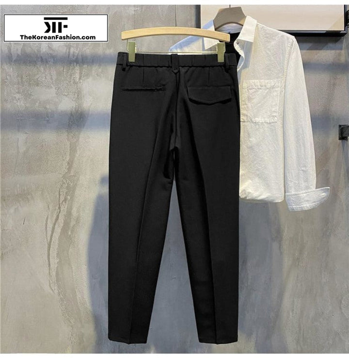 Elastic Waist Suit Casual Straight Pants