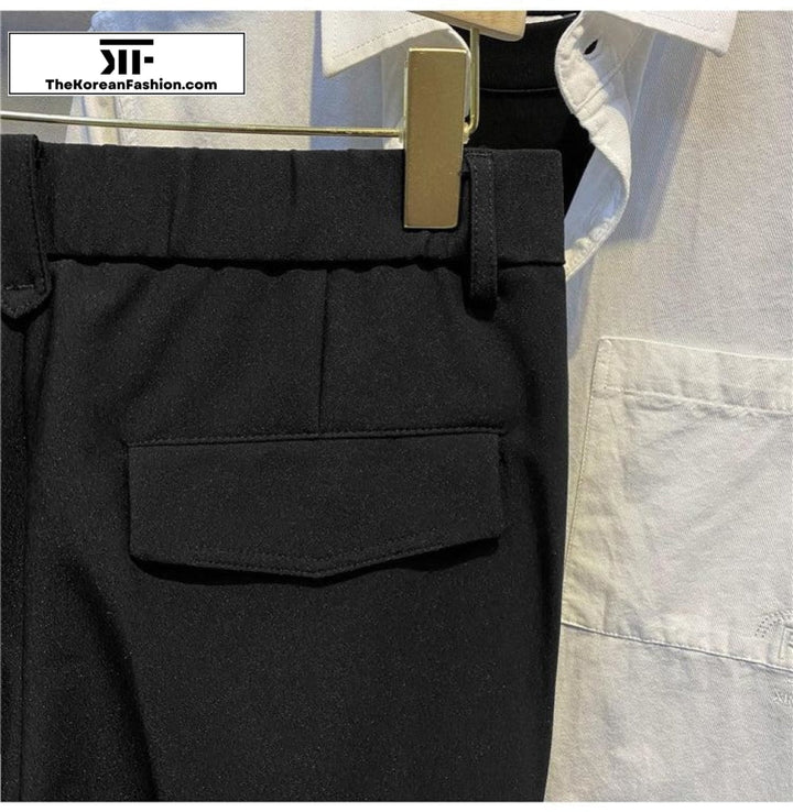 Elastic Waist Suit Casual Straight Pants