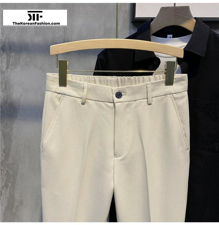 Elastic Waist Suit Casual Straight Pants