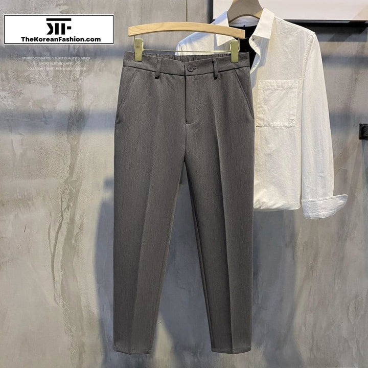 Elastic Waist Suit Casual Straight Pants