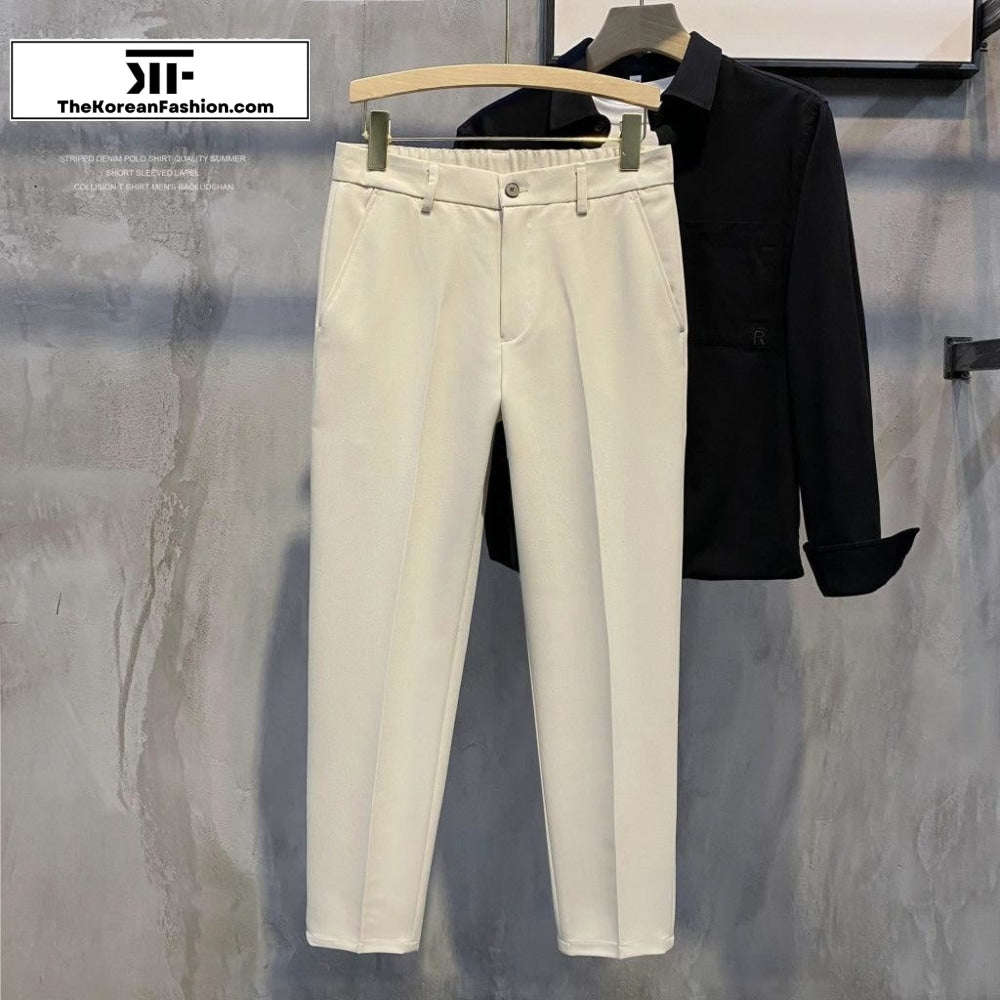 Elastic Waist Suit Casual Straight Pants