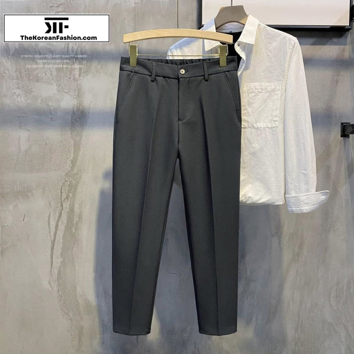 Elastic Waist Suit Casual Straight Pants