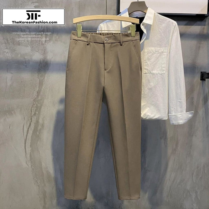 Elastic Waist Suit Casual Straight Pants