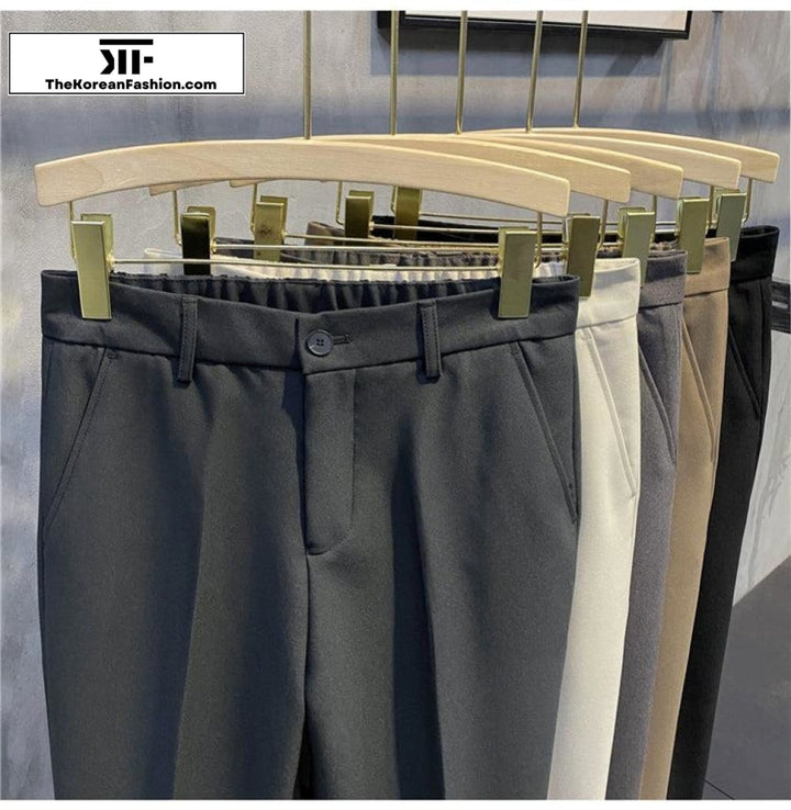 Elastic Waist Suit Casual Straight Pants