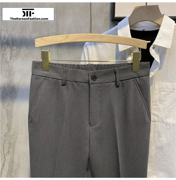 Elastic Waist Suit Casual Straight Pants