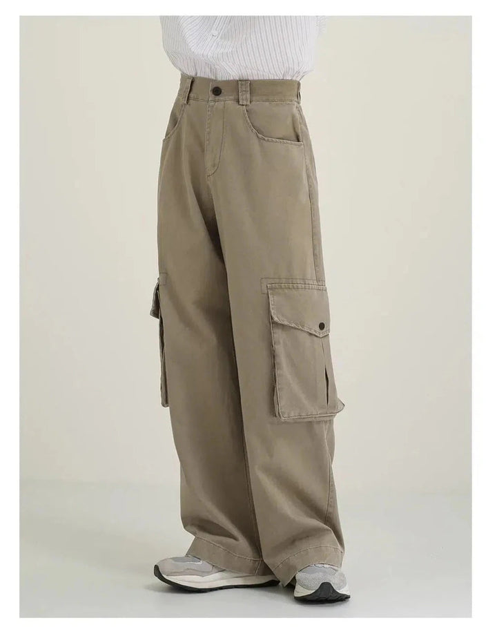 Elastic Waist Wide Leg Cargo Pants
