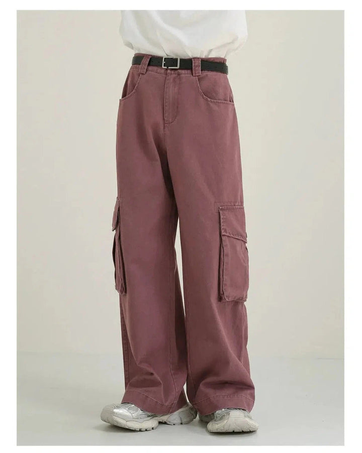 Elastic Waist Wide Leg Cargo Pants